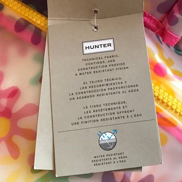 HUNTER ☔️ TRANSLUCENT FLORAL ZIP UP RAIN JACKET - Picture 4 of 10